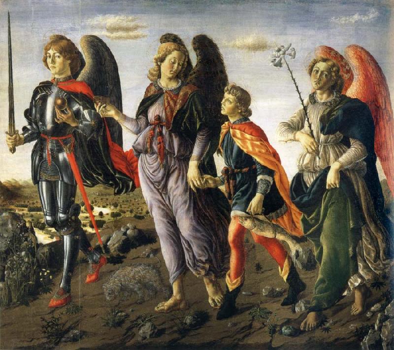 Francesco Botticini Tobias and the ore angels Michael, Rafael and Gabriel China oil painting art